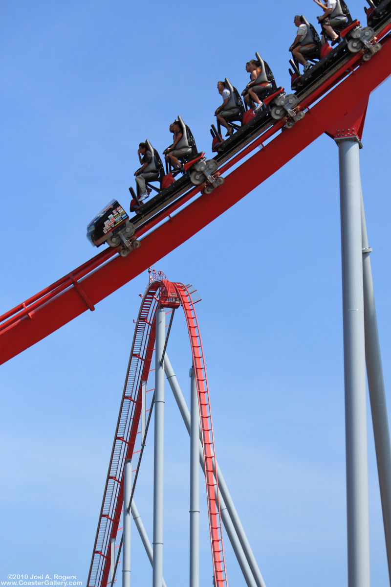 Side shot of a roller coaster