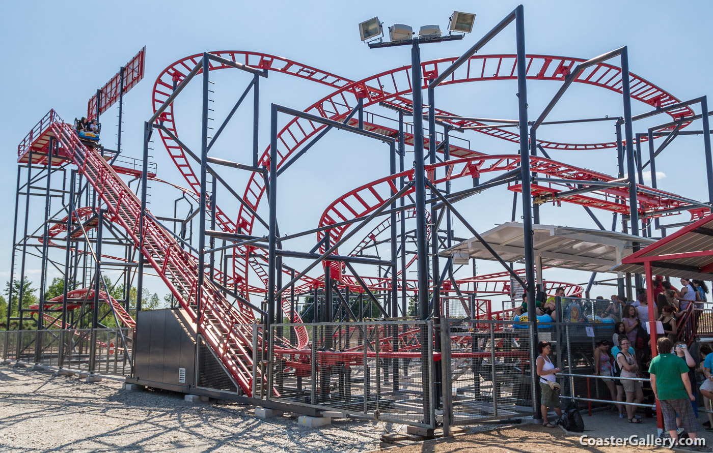 Sky Spin spinning roller coaster at Skyline Park in Bad Wrishofen, Bavaria, Germany