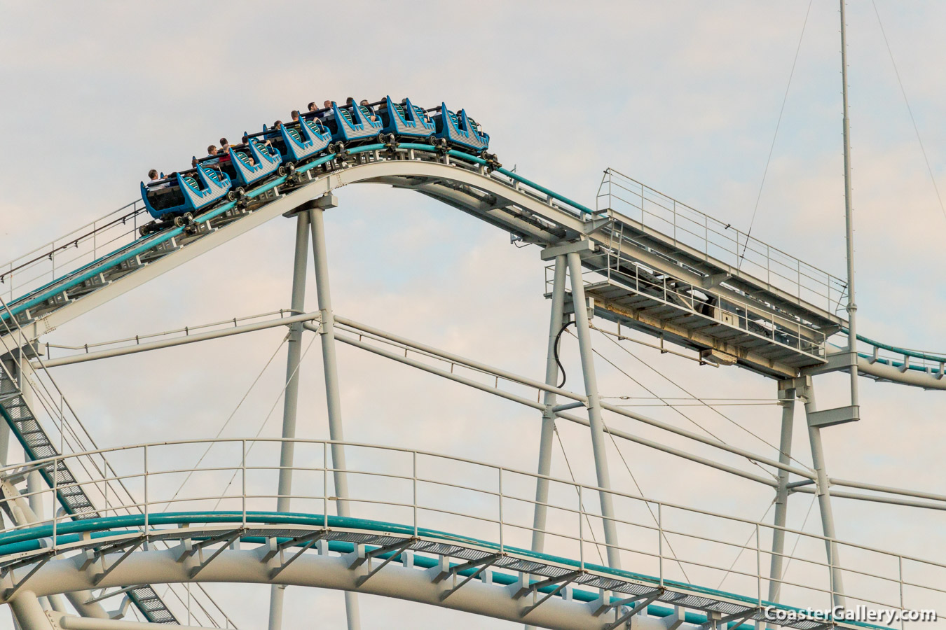 Lift hill on the Surf Coaster Leviathan roller coaster in Tokyo, Japan