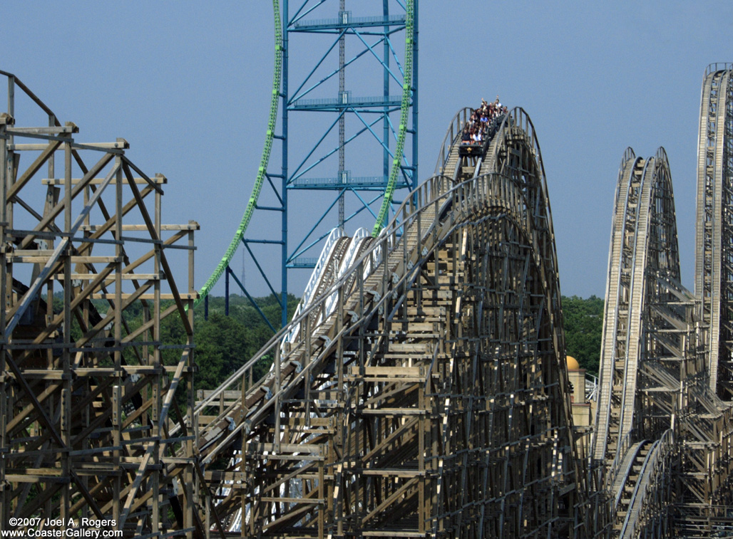 The world's third tallest wooden roller coaster