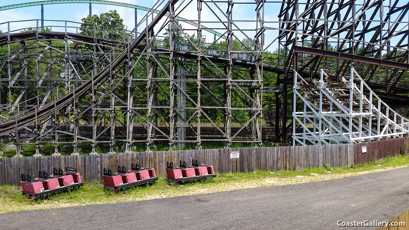The remnants of Roller Thunder's old red train