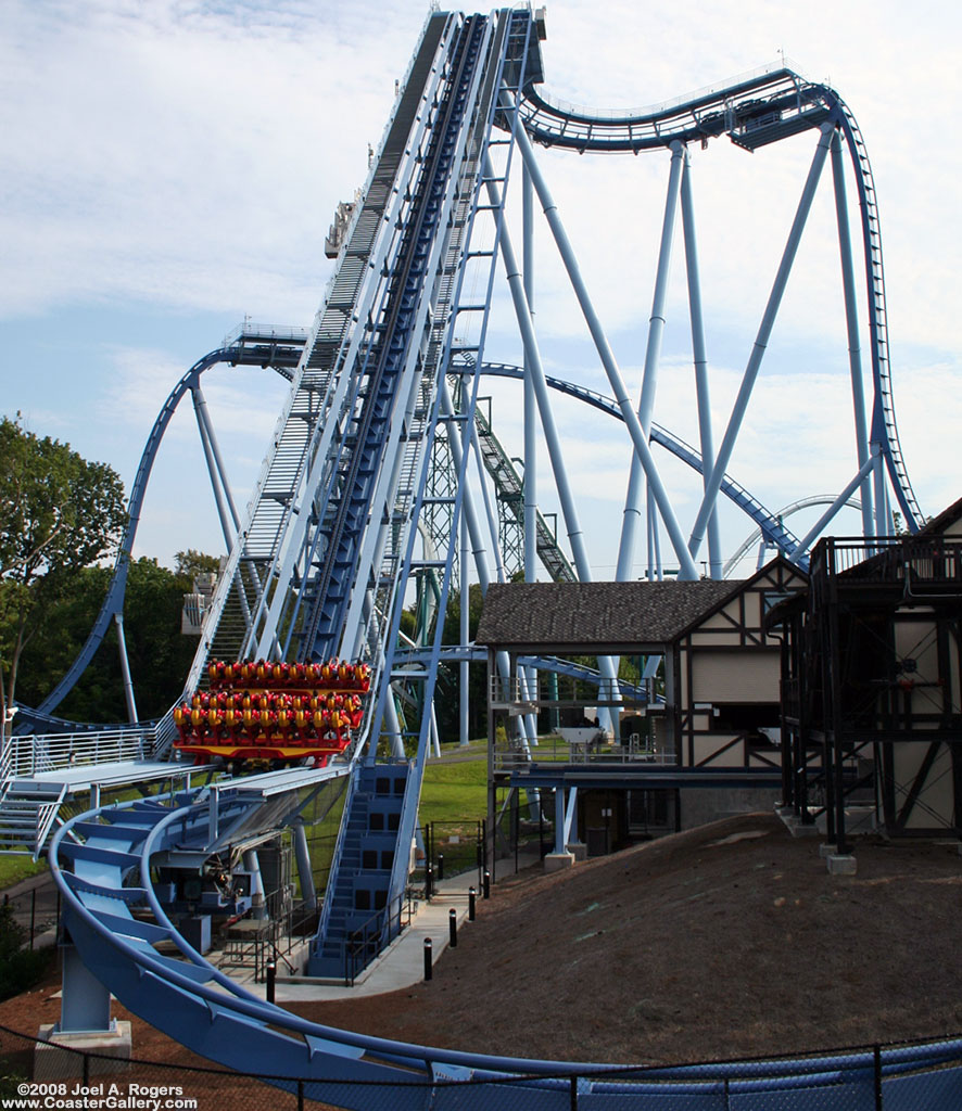 Roller coaster lift hill and station