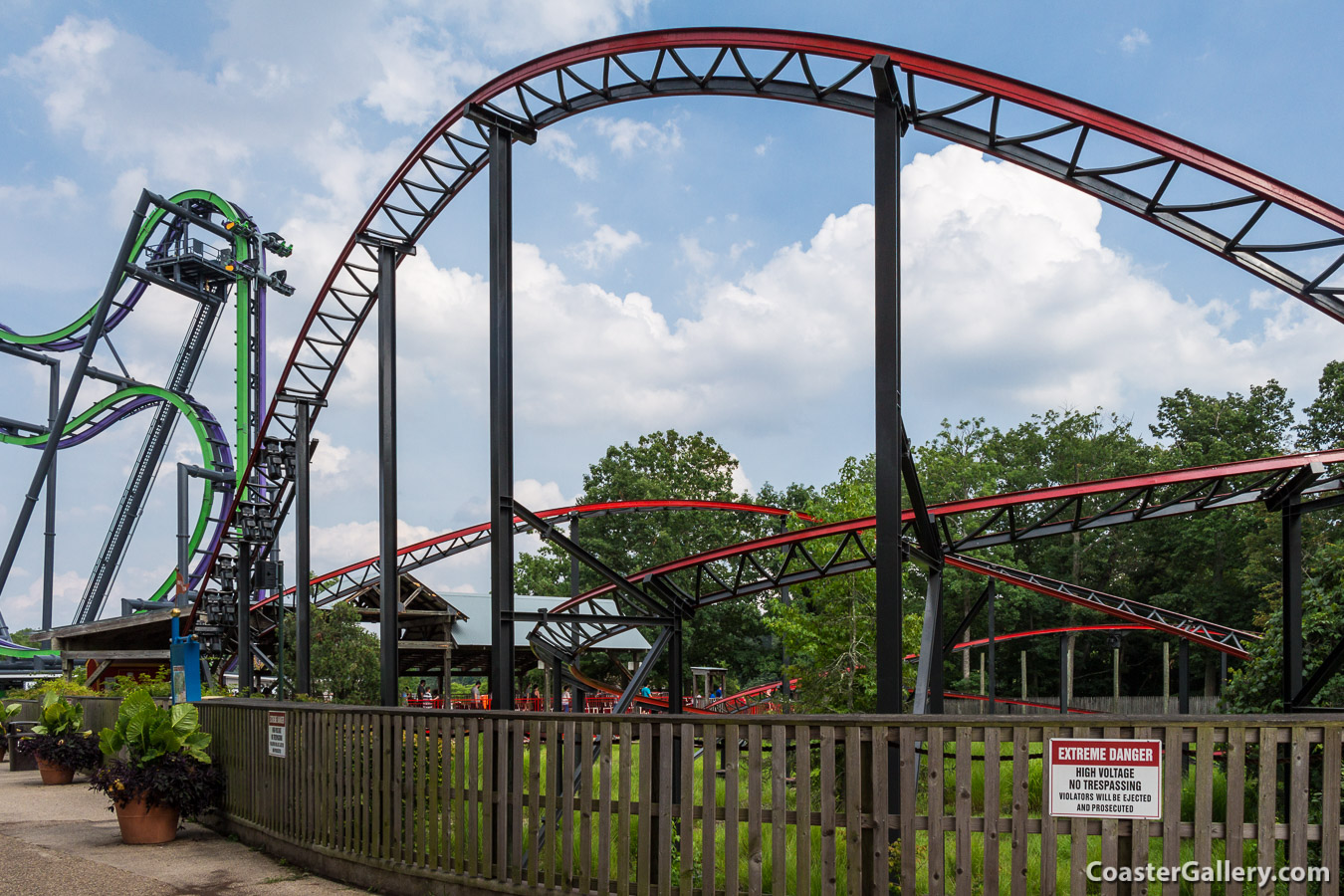 Comic book characters on a roller coaster