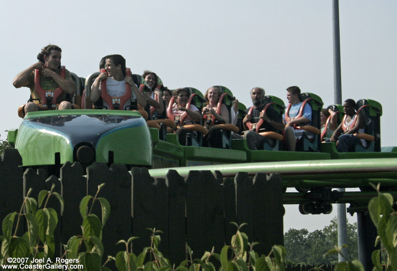 Close-up of the train on the Kingda Ka roller coaster