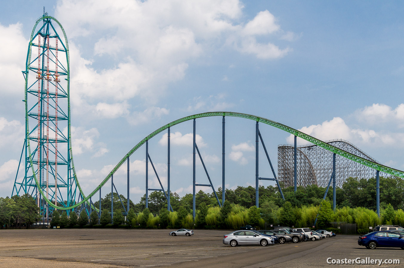 Close-up of the train on the Kingda Ka roller coaster