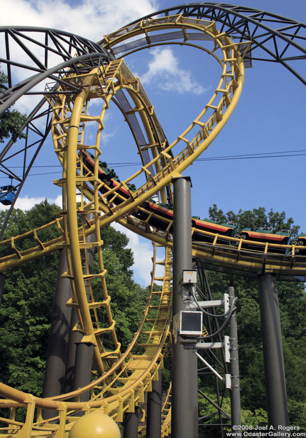 Photogenic roller coaster - Interlocking loops on the looping roller coaster made by Arrow Dynamics