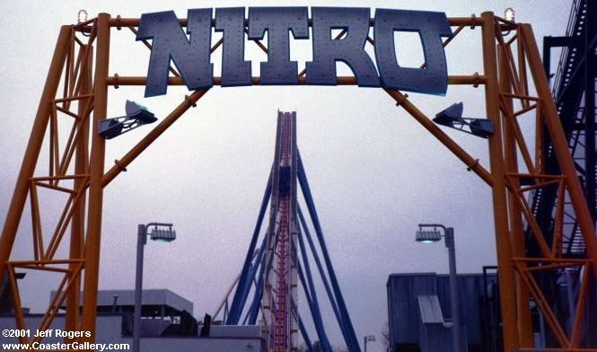 Nitro's Lift Hill in the fog