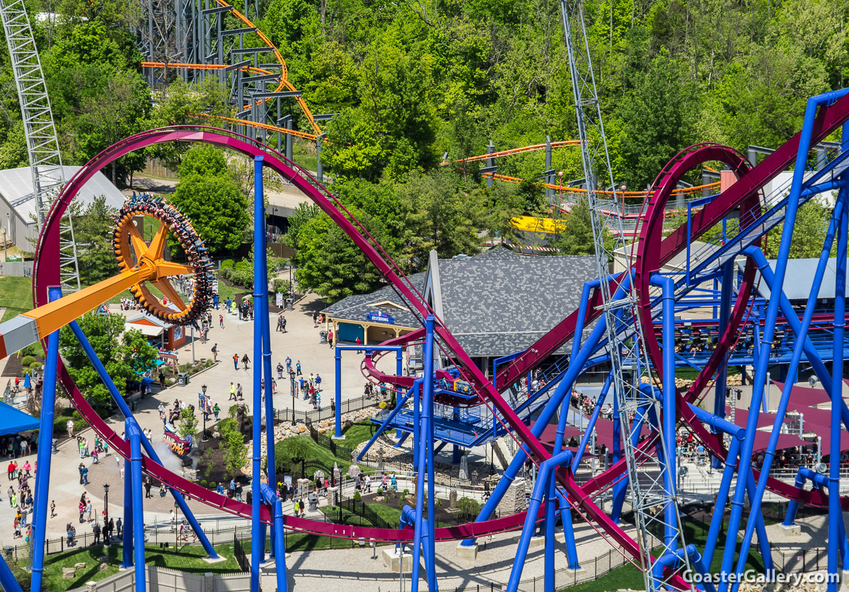 A variety of the thrill rides at Kings Island amusement park
