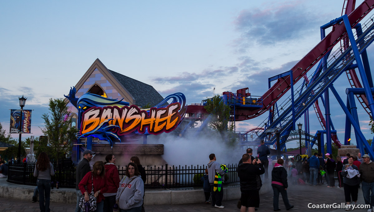 A creepy theme on the Banshee roller coaster at Ohio's Kings Island