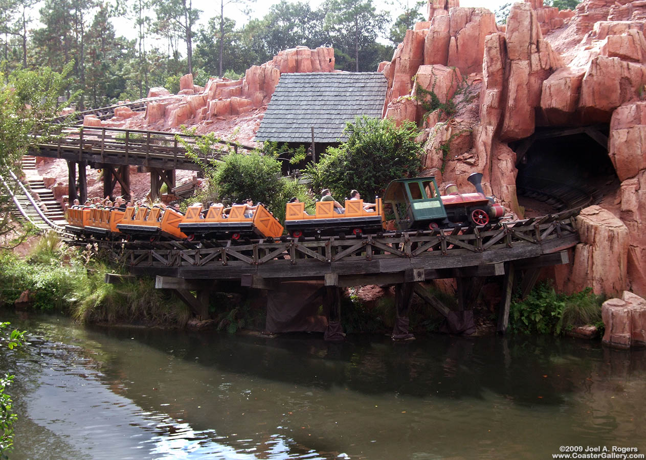 Mine train going into a mountain