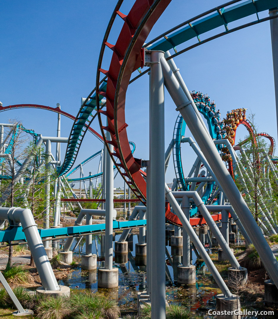 Vertical loops on the Dueling Dragons roller coaster at Islands of Adventure.