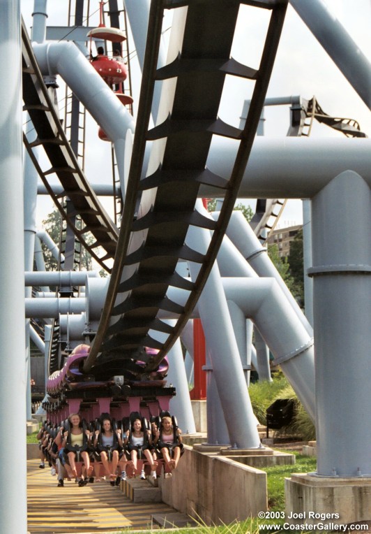 Inverted coaster close-up