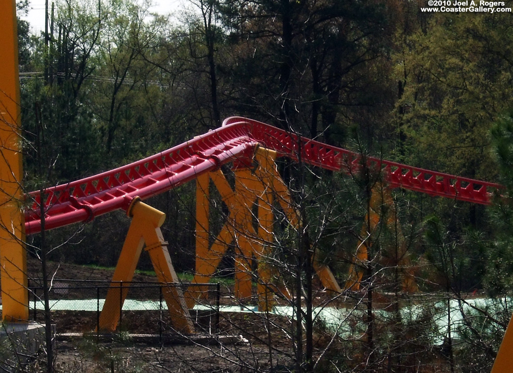 Red roller coaster track