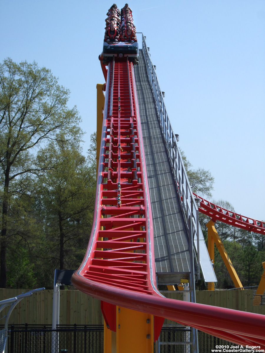 Magnetic brakes used on a roller coaster