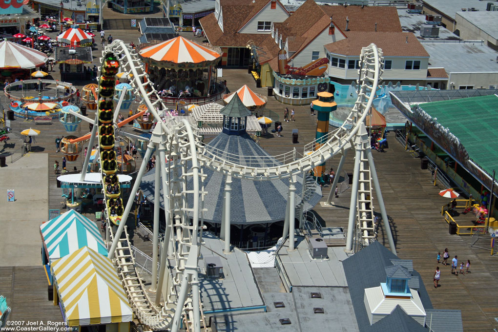 Three inversion of the Sea Serpent boomerang roller coaster