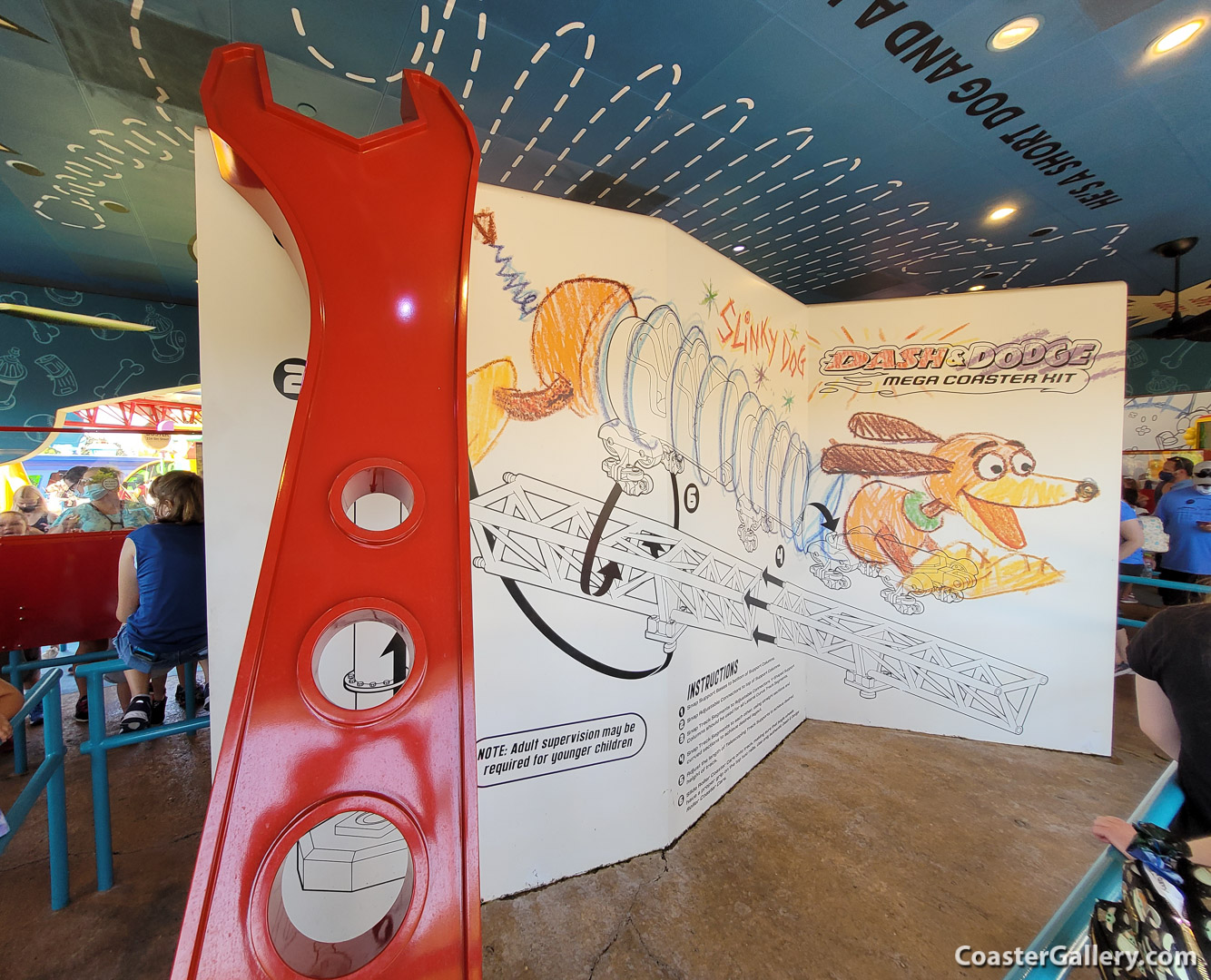 Pictures of the Slinky Dog Dash roller coaster waiting queue