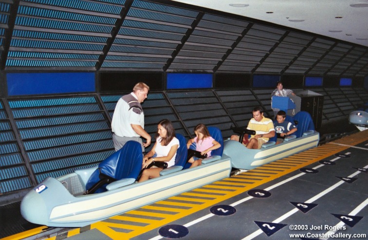 Space Moutain roller coaster train