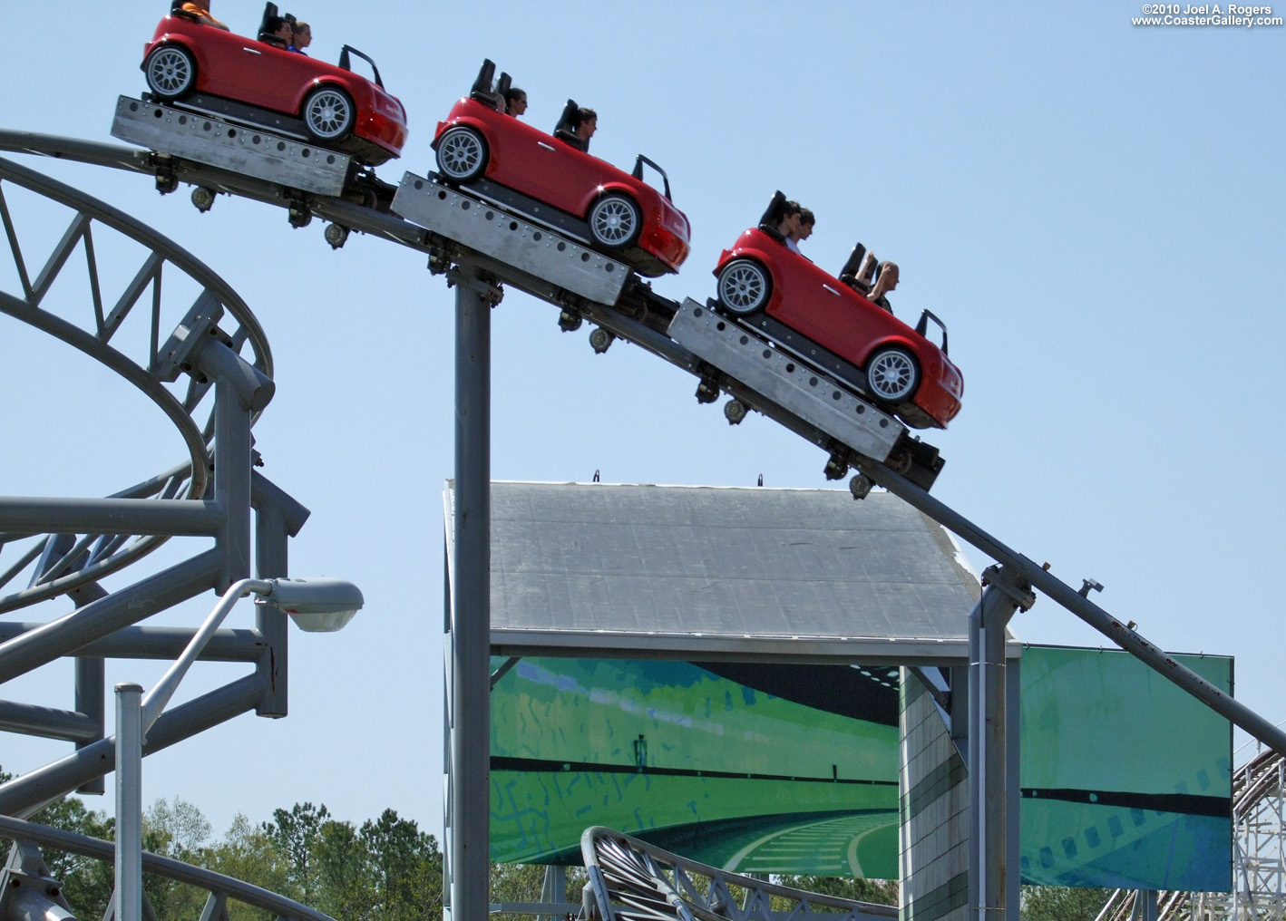 BMW Mini Cooper cars on a roller coaster
