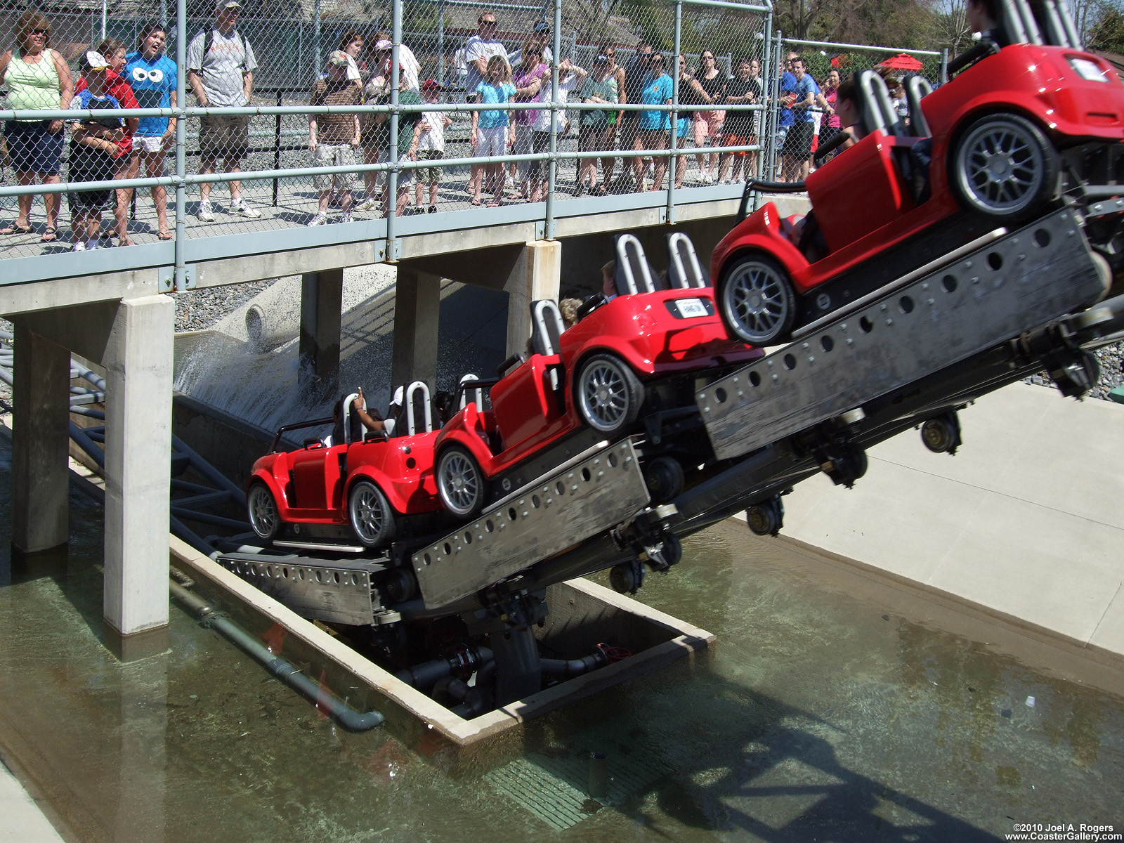 Cars diving into the water like the Italian Job movie