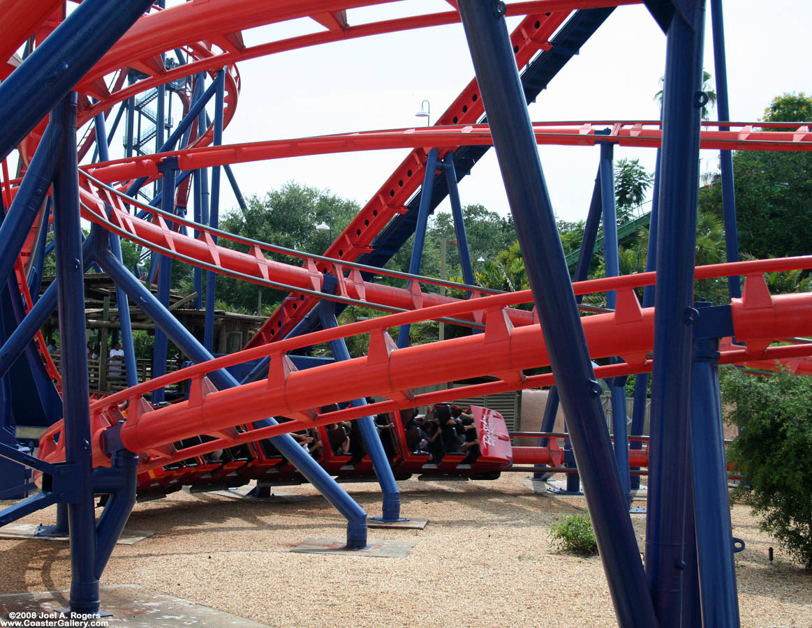 Zooming over the ground in a modern roller coaster