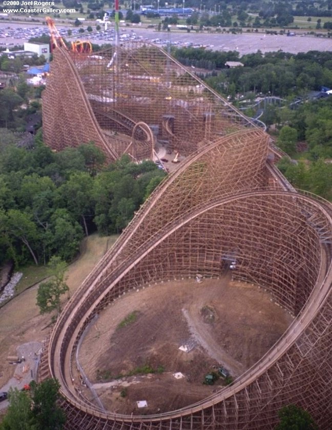 Son Of Beast roller coaster -- aerial view