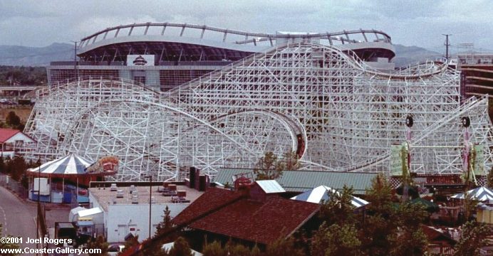 Profile of Twister - wood coaster at Elitch Gardens