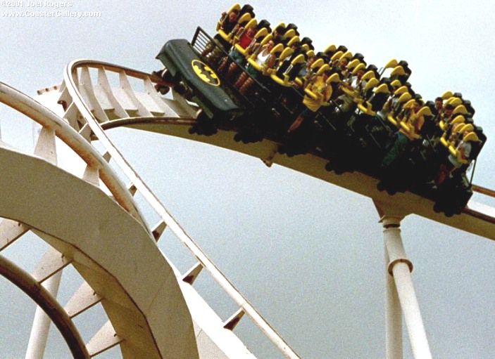 Batman: The Escape stand-up roller coaster in Texas