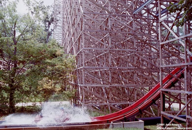 Log Flume and roller coaster lift hill