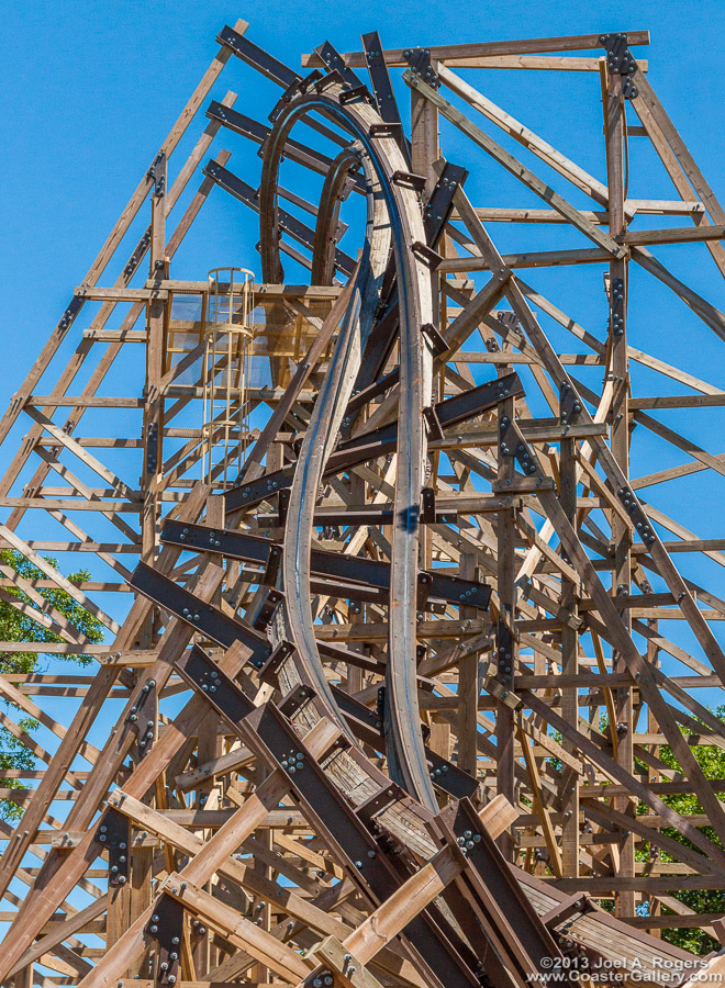 Behind the scenes pictures of modern roller coaster thrill ride