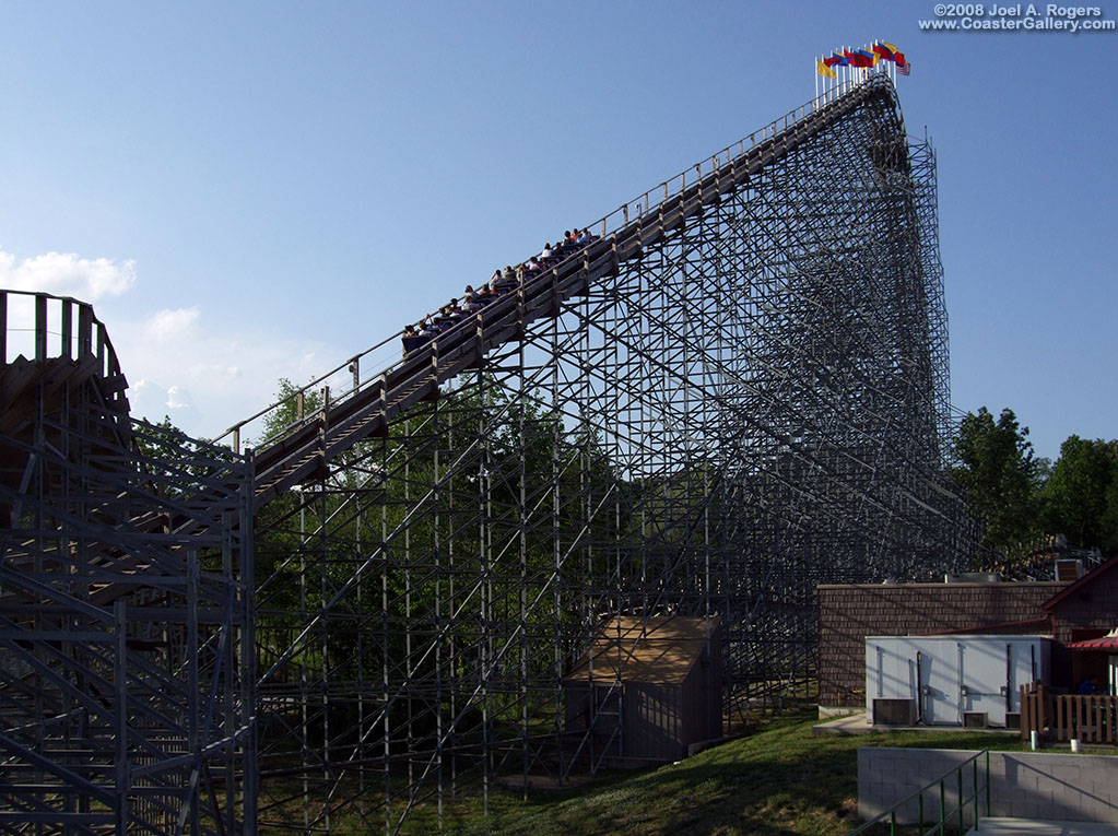 The Legend roller coaster in Holiday World. The world's steepest coaster!