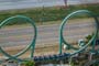 Aerial view of a double loop roller coaster