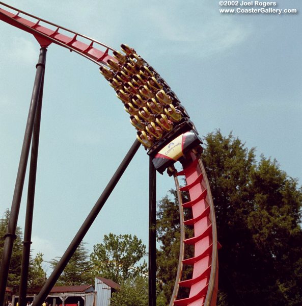 Vortex roller coaster train at Paramount's Carowinds