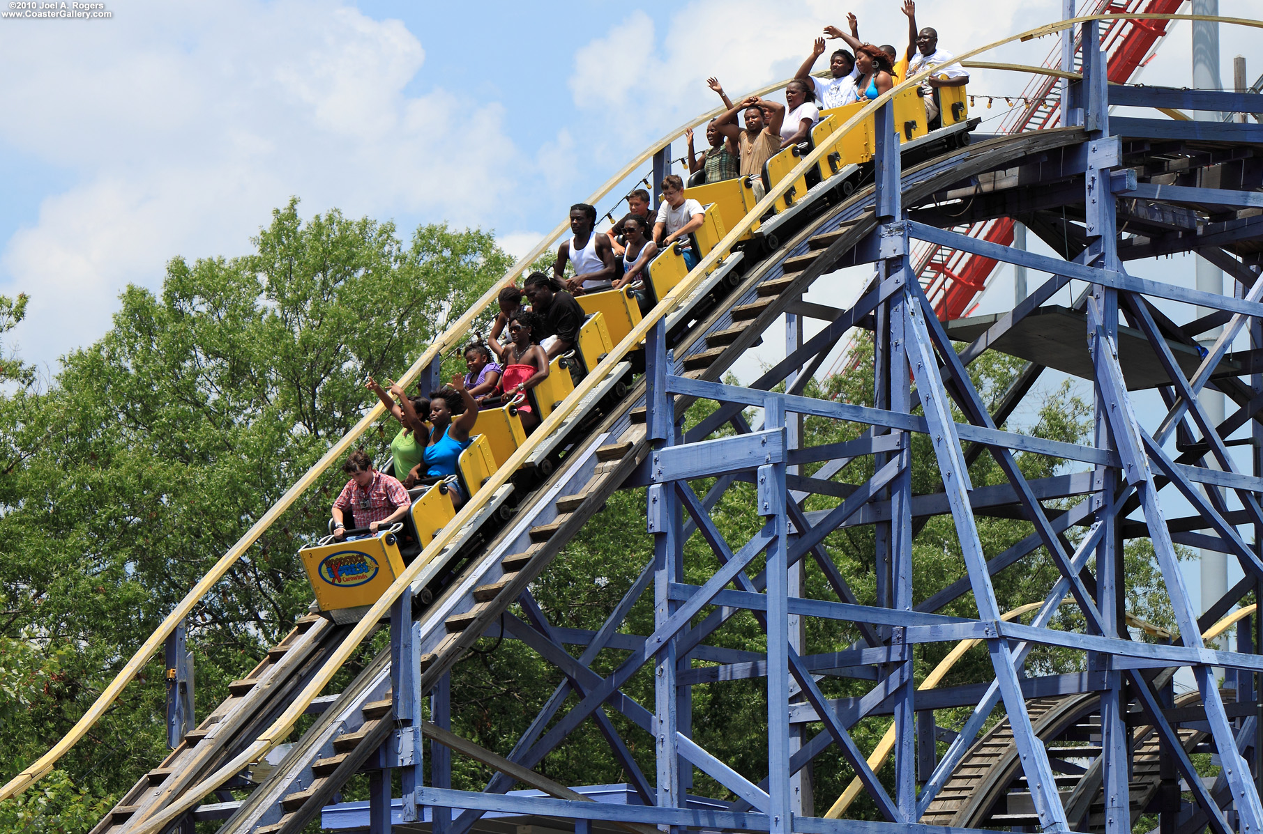 Pictures of a family wooden roller coaster