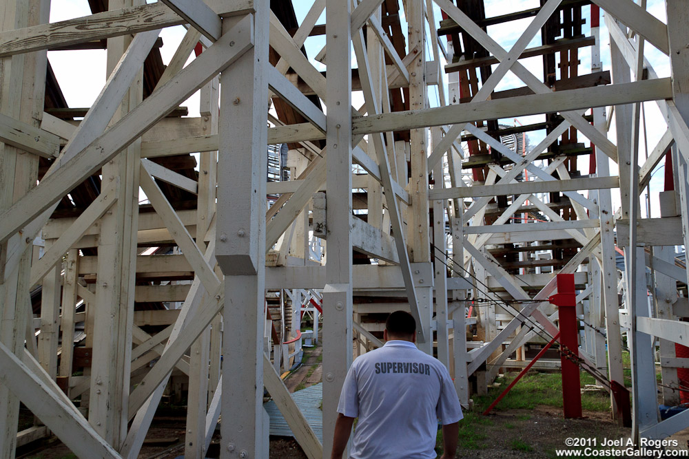 Walking through a roller coaster's structure