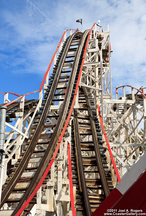 Close up shot of the Cyclone coaster