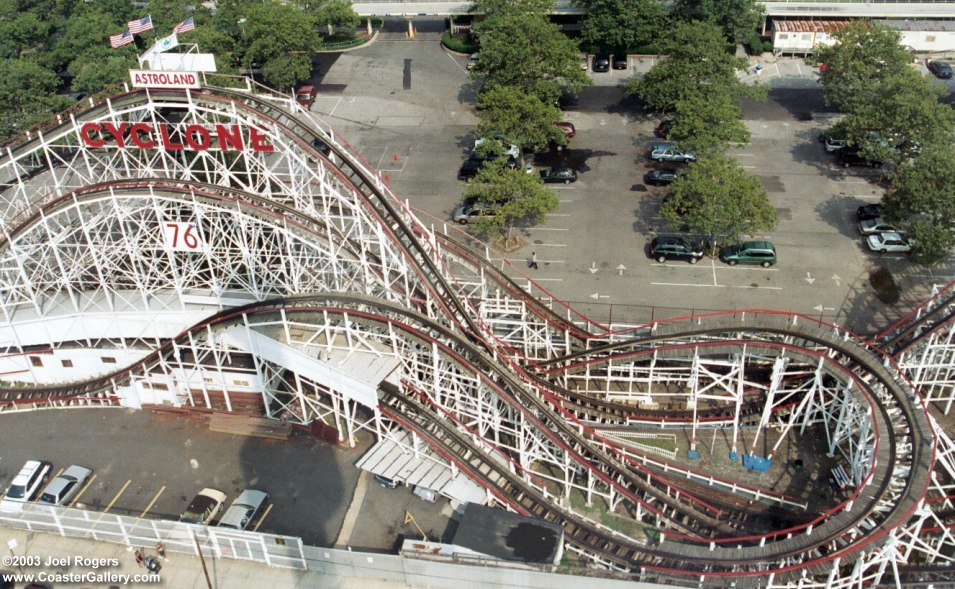 Aerial view of Coney Island's Cyclone roller coaster