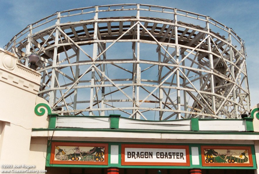 Wooden roller coaster and station