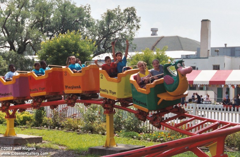 Zamperla family coaster in rainbow colors