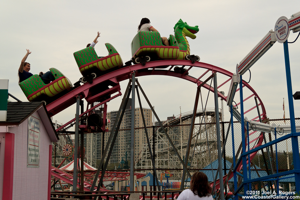 Miler Sea Serpent roller coaster at Dino's Wonder Wheel Amusement Park