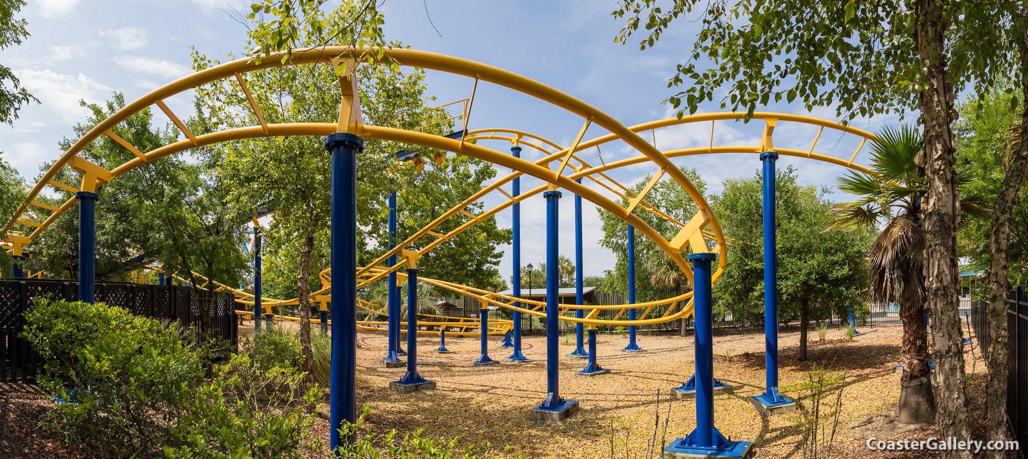 Panorama picture of the Ant Farm Express coaster at Wild Adventures in Georgia