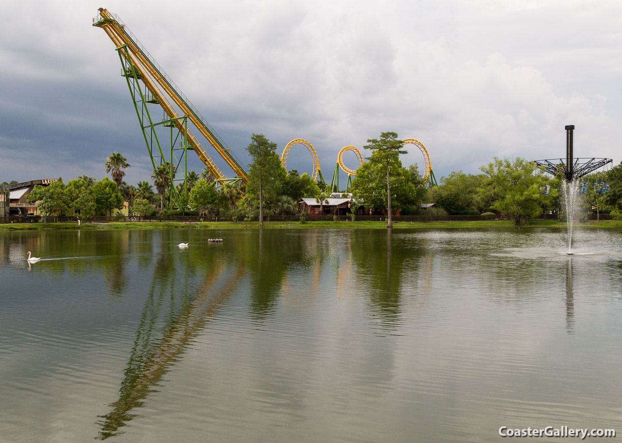 Reflection of a Boomerang roller coaster