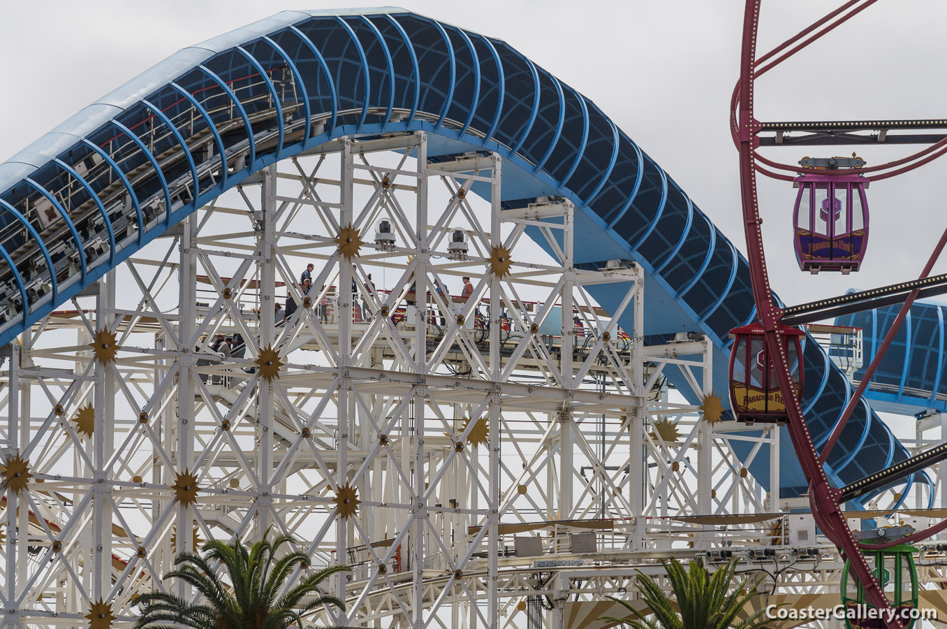 People being evacuated off a Disney roller coaster