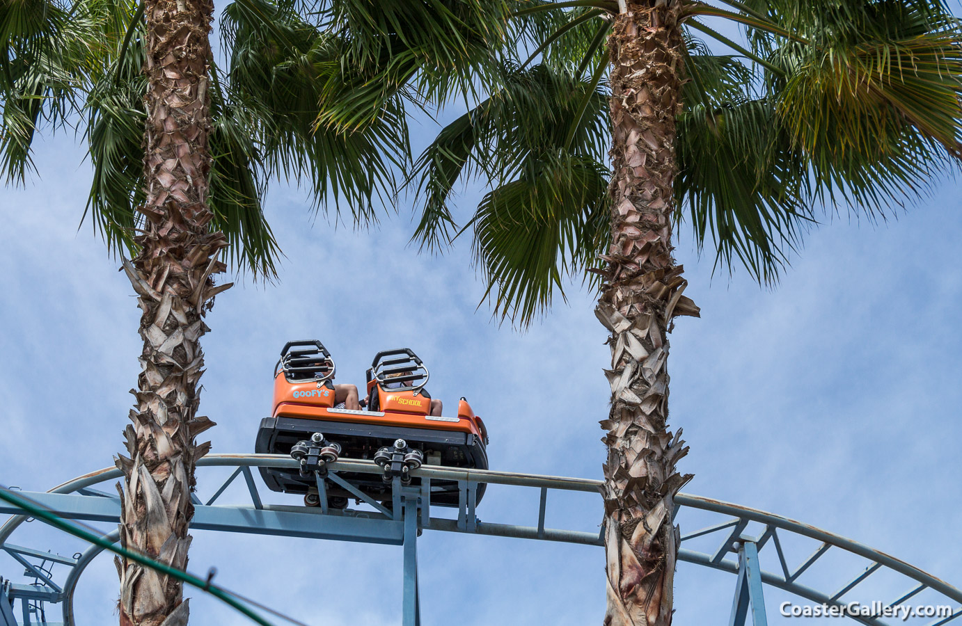 Pictures of a Wild Mouse (also known as Mad Mouse) roller coaster at a Disney theme park