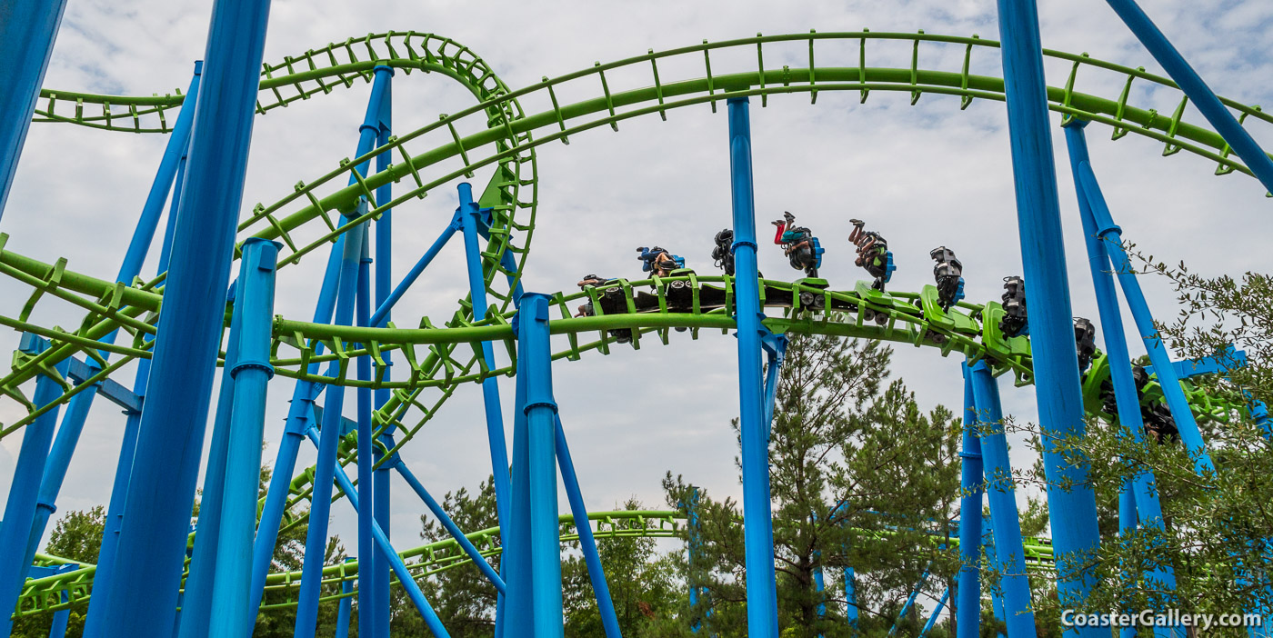 Twisted Typhoon, formerly Hangman - new paint job on an inverted roller coaster