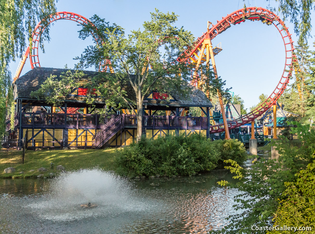 The Bat roller coaster sits in the Medieval Faire section of Canada's Wonderland