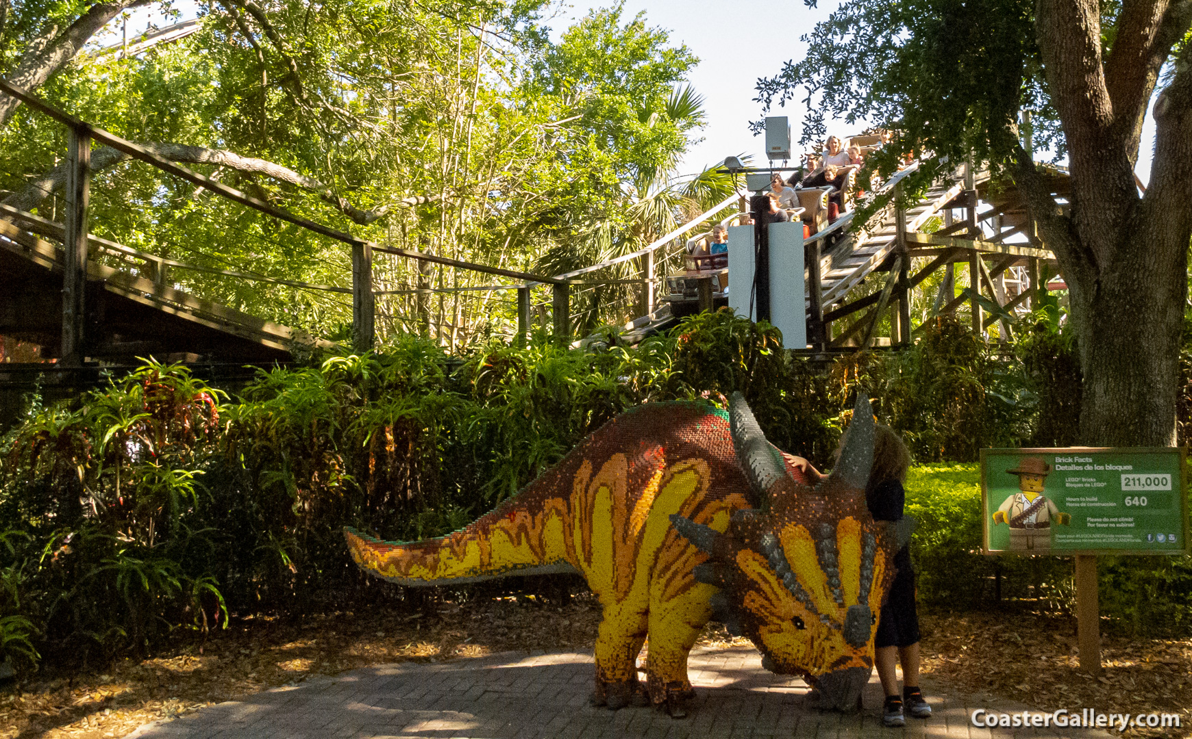 This LEGO triceratops was constructed from 211,000 LEGO blocks and took about 640 hours to build.