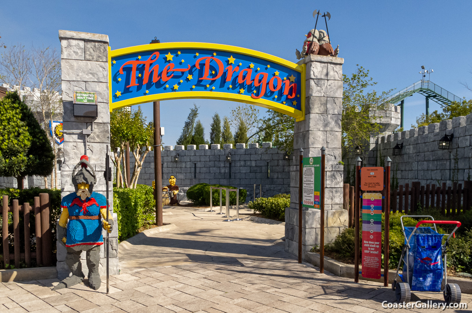 Lego creatures outside of The Dragon roller coaster at Legoland Florida