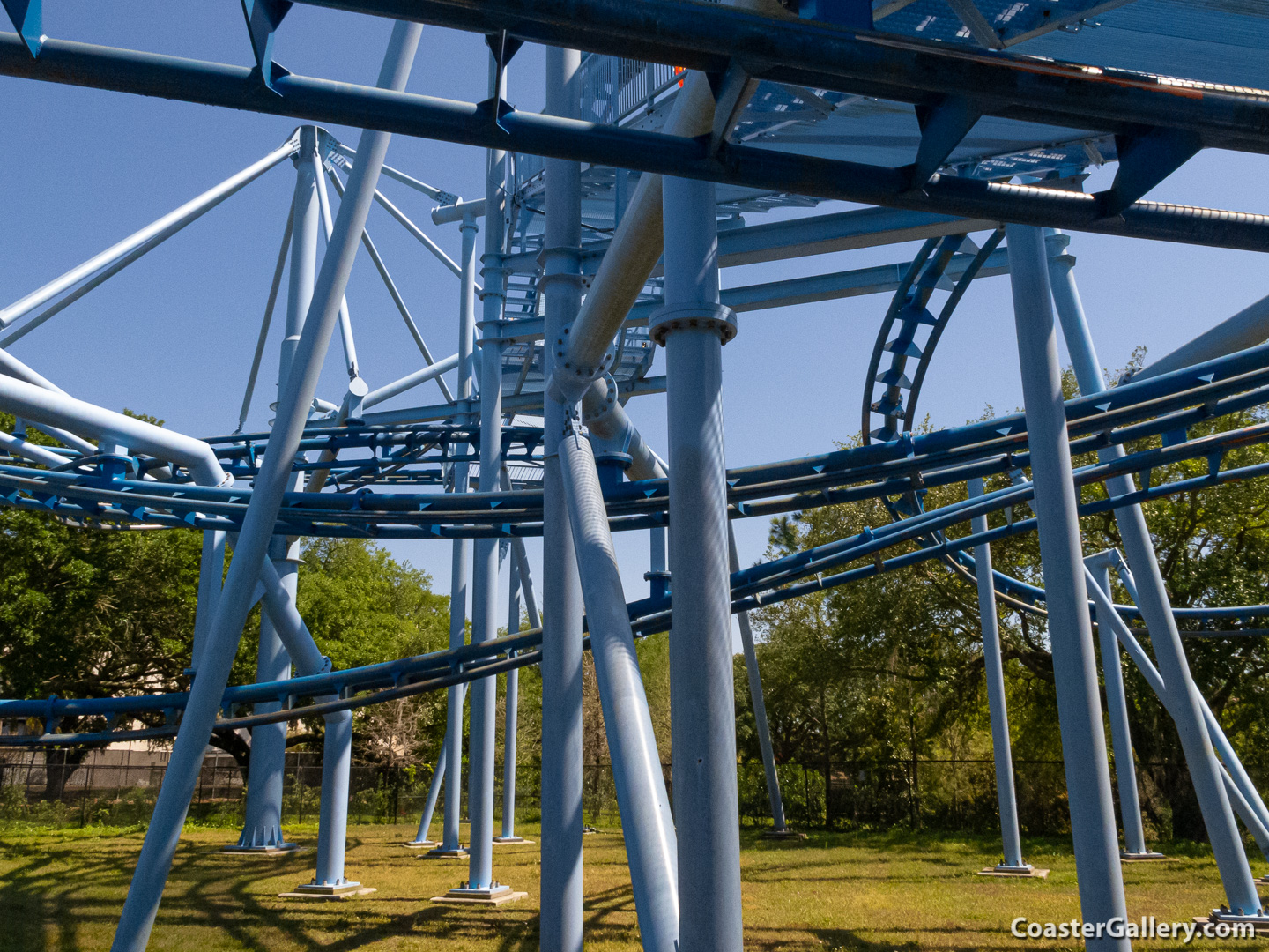 Stock images of the Flying School Suspended Family Coaster at LEGOland Florida