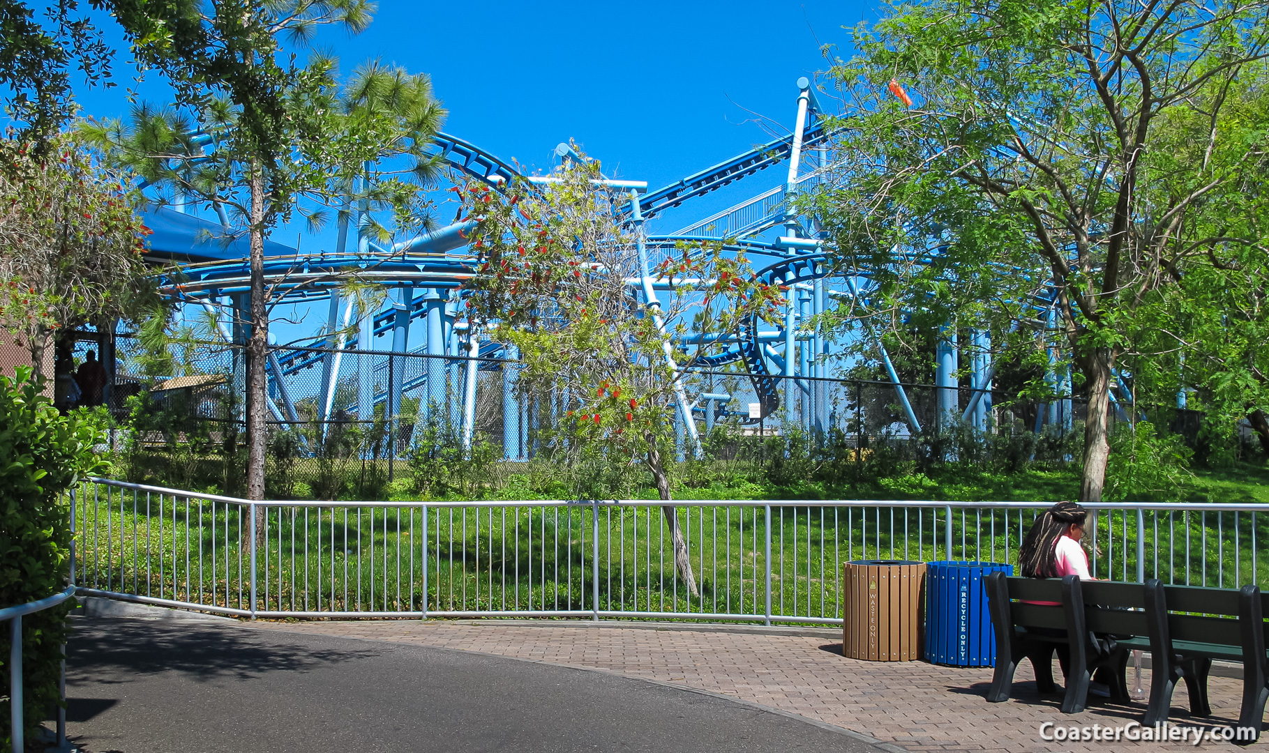 Pictures of the new paint job on the Flying School family roller coaster at LEGOland Florida near Orlando.