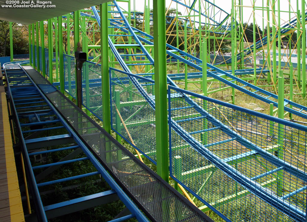 A dormant roller coaster without trains